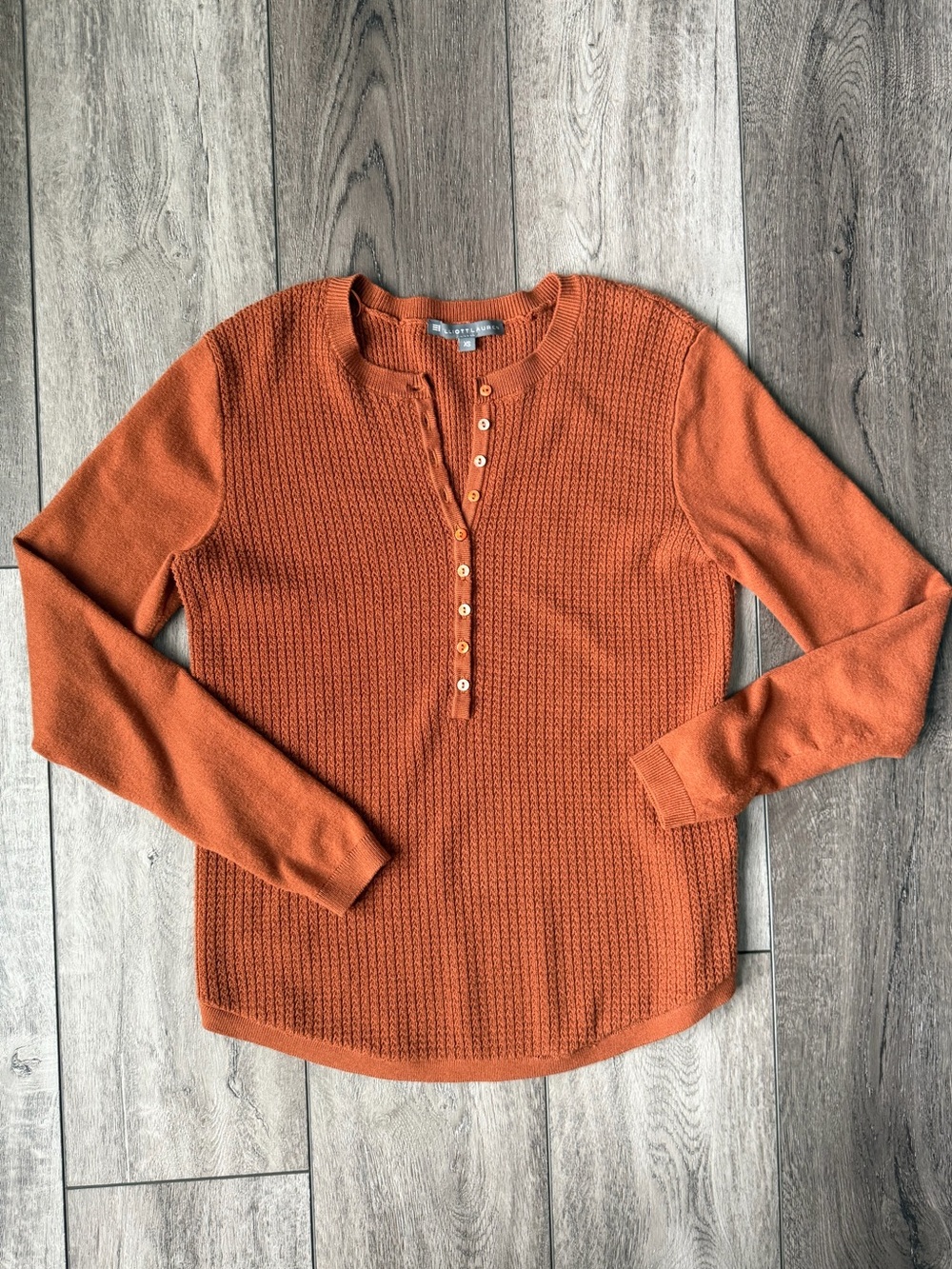 Elliott Lauren Orange Long-Sleeve Knit Henley